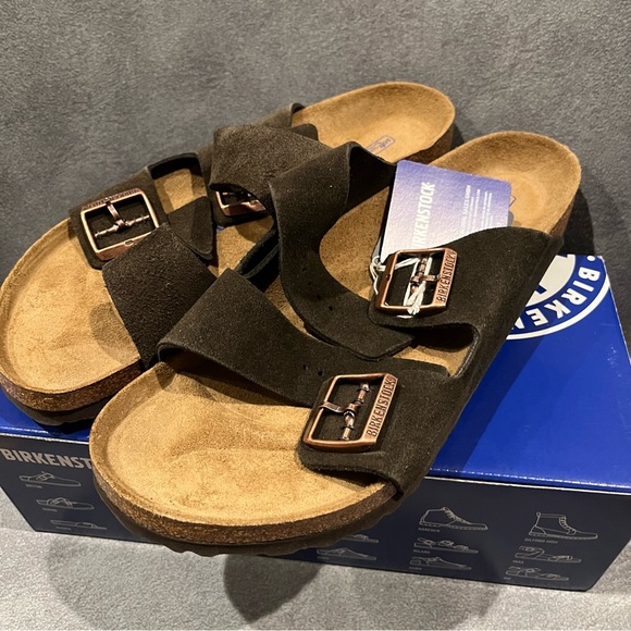 Birkenstock Arizona Men’s Sandals Soft Footbed Mocha Suede Leather Size 11 US - Picture 5 of 14